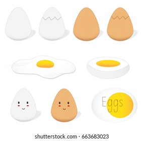 Eggs, sunny side up, hard-boiled, cute eggs