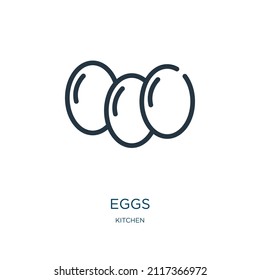 eggs thin line icon. egg, natural linear icons from kitchen concept isolated outline sign. Vector illustration symbol element for web design and apps.