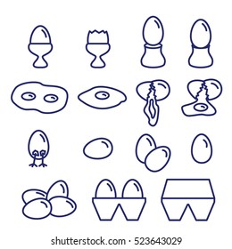 Eggs thin line icon set. Vector icons set. 