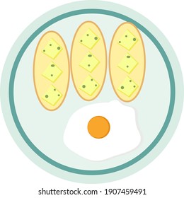 Eggs and toast, illustration, vector on a white background.