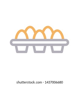 eggs tray color line vector icon