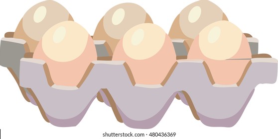 eggs in tray. Isolated and flat illustration on white background