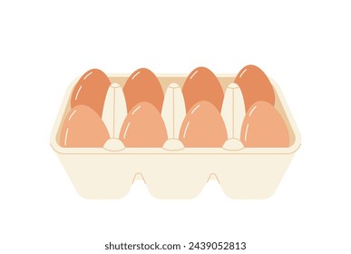 Bandeja de huevos aislada sobre fondo blanco. Contenedor de almacenamiento de alimentos