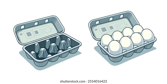 Eggs Tray Vector Design, Eggs box, Empty box, 8 eggs, egg tray box illustration