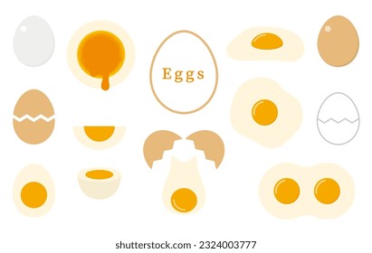 Eggs in various states of cooking