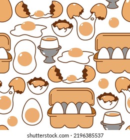 Eggs vector cartoon seamless pattern background for wallpaper, wrapping, packing, and backdrop.