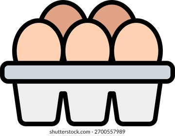 Projeto de vetor de ovos em estilo moderno, ingrediente de cozimento e conceito de receita de cozinha, ilustração de preparação de massa. Ícone Linha Preenchida