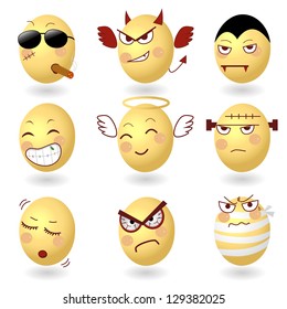 Eggs Vector Emotions Set2 on white background