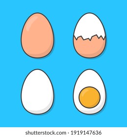Eggs Vector Icon Illustration. Chicken Boiled Eggs Food Flat Icon