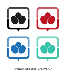Eggs - vector icon; map pointer;  message bubble