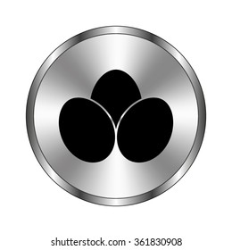 Eggs - vector icon;  metal button