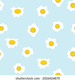 
Eggs vector illustration blue background, broken eggs seamless pattern