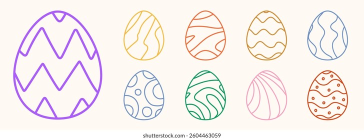 Eggs vector set color line style