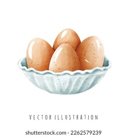 Eggs watercolor. Food Vector illustration