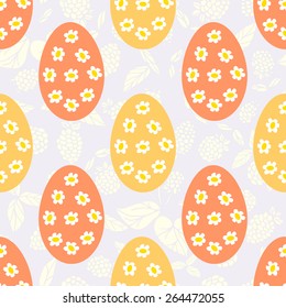 Eggs are yellow, pink. Easter. seamless