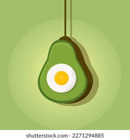 An egg-shaped avocado diet lamp hangs on the wall