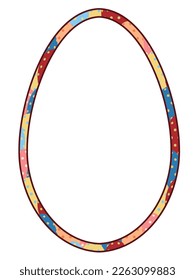 Egg-shaped frame with colorful pattern lines on white paint