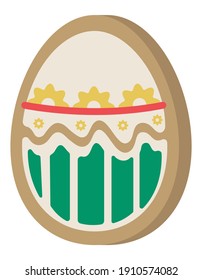 Egg-shaped gingerbread. Easter treat in cartoon style