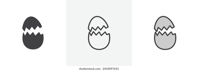 Eggshell Crack and Broken Egg Icons. Symbols for Cooking and Baking Ingredients.