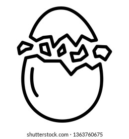 Eggshell crack icon. Outline eggshell crack vector icon for web design isolated on white background