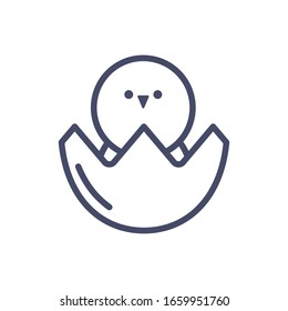 Muschel mit süßem Huhn auf weißem Hintergrund, Liniensymbol, Vektorillustration