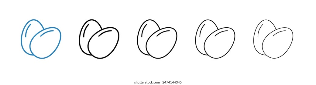 Eggshell Icon Set. Hard-Boiled Eggs Vector Symbol.