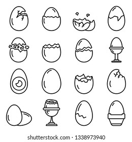 Eggshell icons set. Outline set of eggshell vector icons for web design isolated on white background