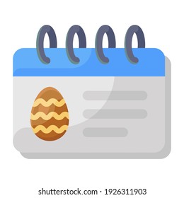 
Eggshell on calendar depicting easter day flat icon
