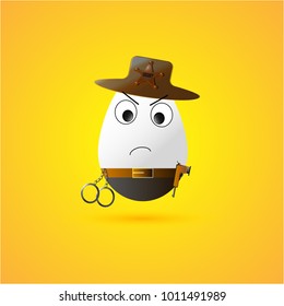 
egg-sheriff with pit-jack on yellow background