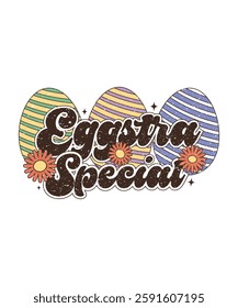 Eggstra Special Easter Day Funny Quote T-shirt. Christian Festival and Cultural Holiday. illustration, logotype, Sticker, Easter Themed Project.