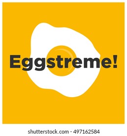 Eggstreme! Egg Pun (Line Art in Flat Style Vector Illustration Poster Design)