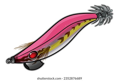 egi squid jig fishing lure vector art. greeting cards advertising business company or brands, logo, mascot merchandise t-shirt, stickers and Label designs, poster.