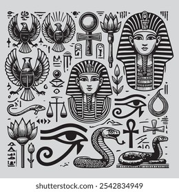 Egiptian hieroglyphic style vector illustration ancient egypt