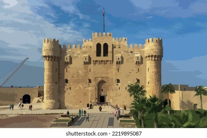 Alejandría, Egipto - Ciudadela de Qaitbay, fortaleza defensiva del siglo XV situada en la costa del mar Mediterráneo, establecida en 1477 d.C.
