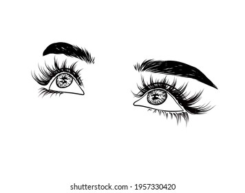 E-girl eye look. Detailed vector illustration isolated on white background