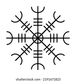 Egishjalmur, Helm of awe (helm of terror), Icelandic magical staves, isolated on white. Vector illustration