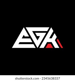 EGK triangle letter logo design with triangle shape. EGK triangle logo design monogram. EGK triangle vector logo template with red color. EGK triangular logo Simple, Elegant, and Luxurious design.