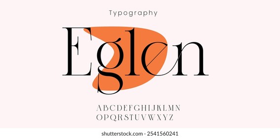 Eglen serif minimal alphabet. Elegant antique typography. Retro slick serif letter set for wedding card, restaurant menu.. Vector typeset