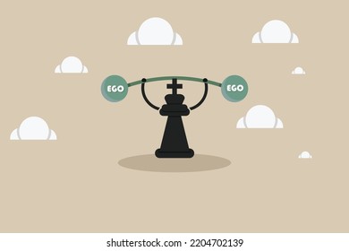 ego burden. a chess king burdened with his own ego.