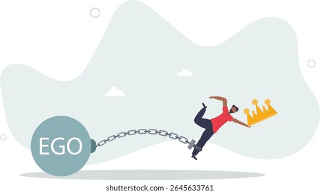 Ego burden, too much confident boss, narcissism and self involvement problem, self esteem and self important mistake concept. character life .