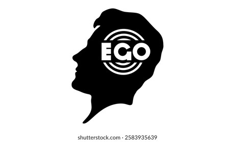 ego emblem, Black isolated silhouette