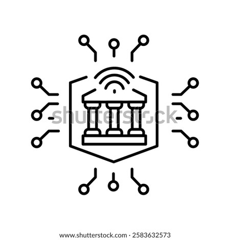 e-government  black line icon. Vector isolated element. Editable stroke.
