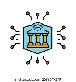 e-government  color flat icon. Vector isolated element. Editable stroke.