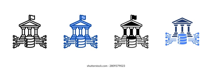 E-Government Icon with Multy Style Variations