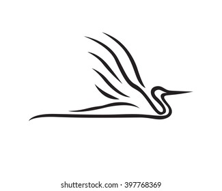 Egret Flying on the Sky