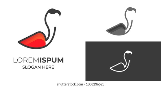 egret  modern shape logo design .egrets abstract vector line art logo design on white background and black 