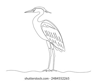 Egret eine Zeilendarstellung. Vektorgrafik Umriss Einzelskizze