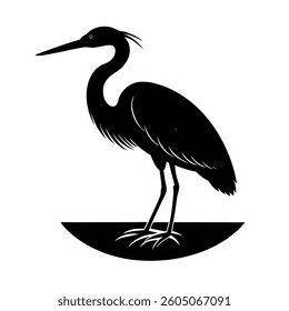Egret Silhouette Vector Art and Black - White Egret Bird Illustration