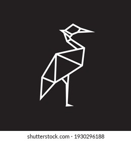 egret vector outline logo design