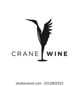 egret wine logo vector illustration logo design